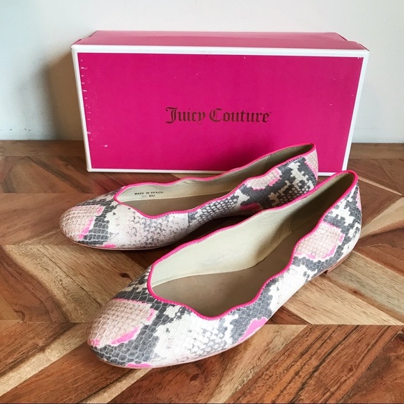 Juicy Couture Jailyn Leather Flats Snake Print - Picture 1 of 7